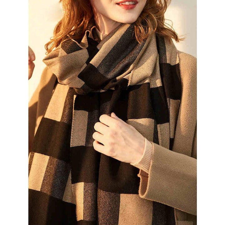 Luxurious Wool Plaid Winter Scarf