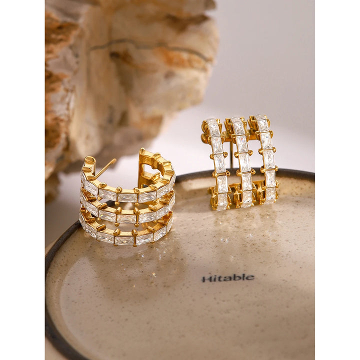 18K Gold Plated Chunky Bamboo Hoop Earrings