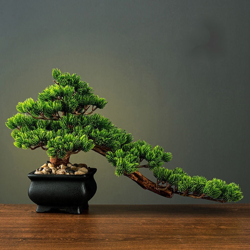 Green Plant Artificial Greeting Pine Rockery Bonsai Sprinkler Shop Living Room Entrance Home Office Decorations Landscape