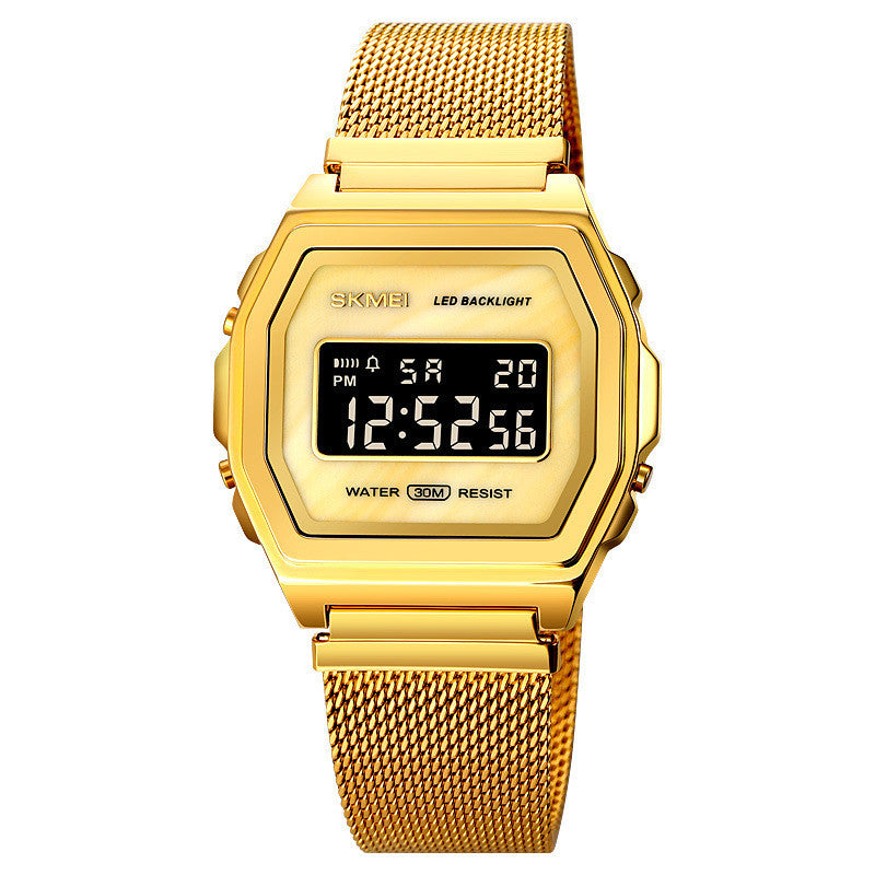 Fashion Cool Multi-function Trend Personality Student Waterproof Stainless Steel Electronic Watch