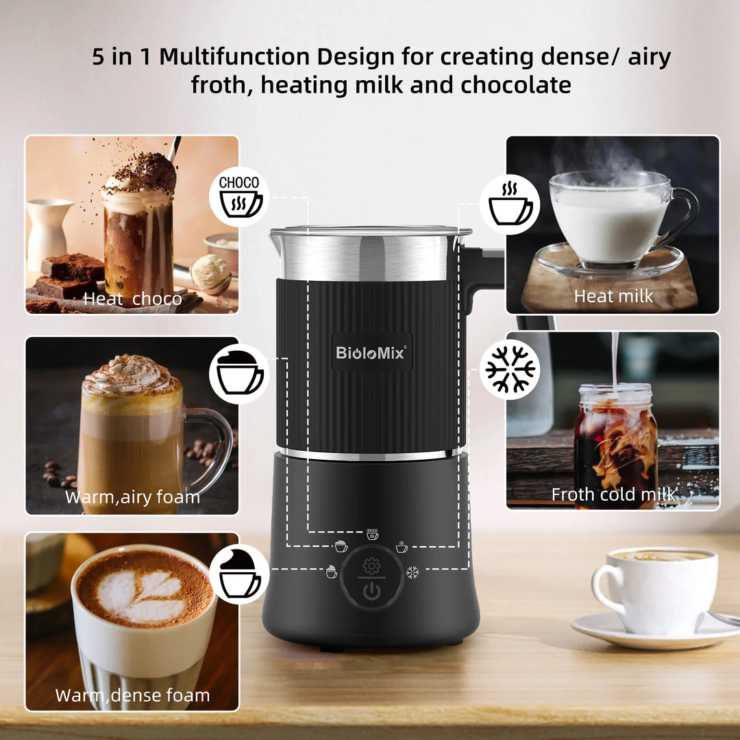 Detachable 5-in-1 Milk Frother and Steamer