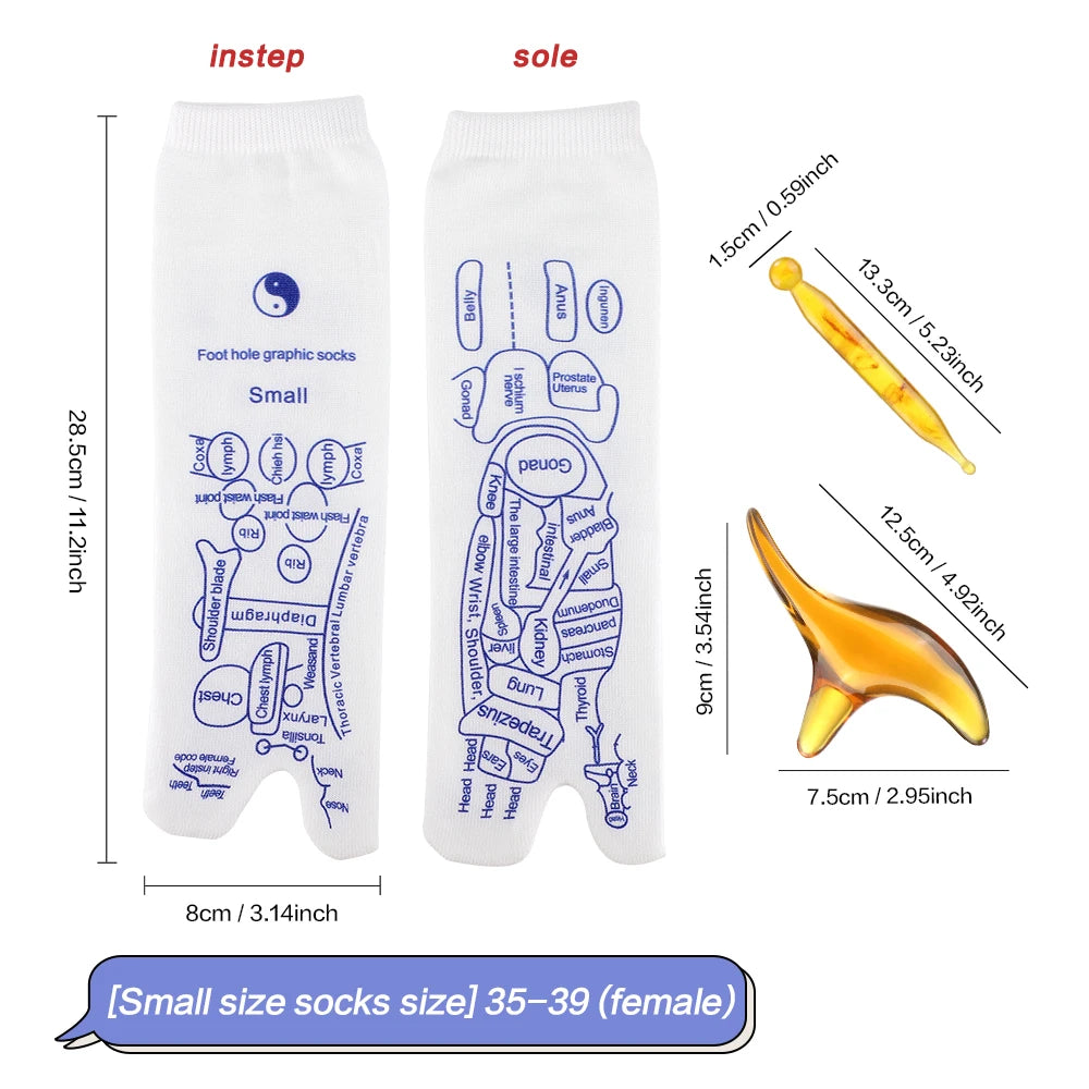 Foot Reflexology Massage Socks with Acupressure Stick