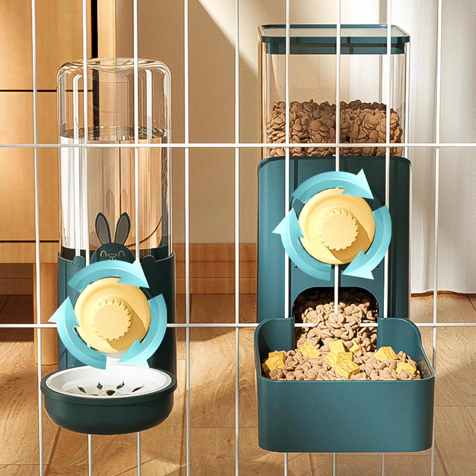 Automatic Cage Hanging Feeder & Water Dispenser for Pets