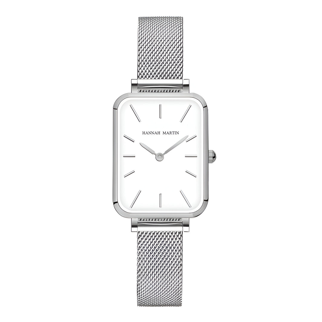 Rectangle Ultrathin Stainless Steel Mesh Ladies Watch with Quartz Movement