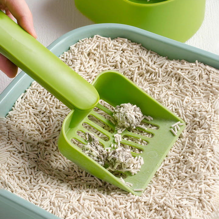 Plastic Cat Litter Scoop with Self-Cleaning Base – Easy & Efficient Litter Box Cleaning Tool