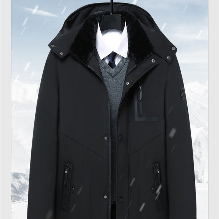 Men's Coat Winter Thick Cotton Clothing Removable Hat