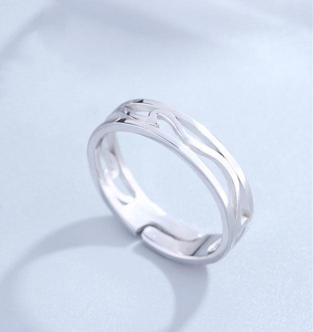 Couple Ring Sterling Silver Adjustable Personality Pair - Trendha