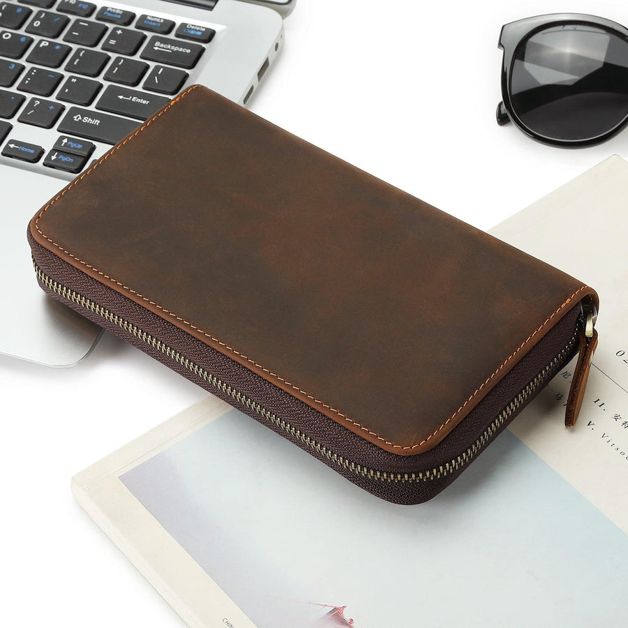Cowhide Grab Bag With Large Capacity Retro And Simple Men's Long Style - Trendha