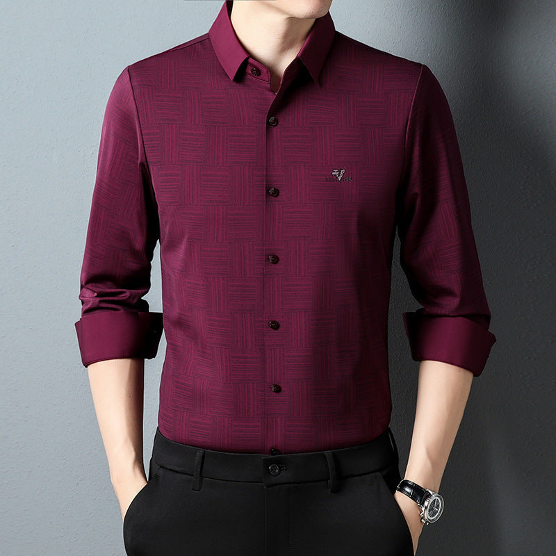 Casual Long Sleeve Lapel Seamless Adhesive Shirt