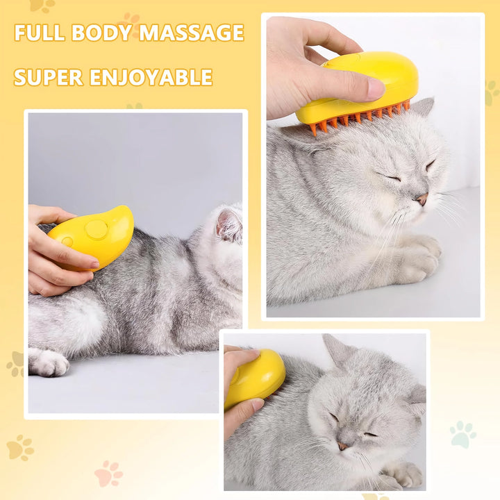 3-in-1 Electric Spray Cat Brush - Cute Mango Design