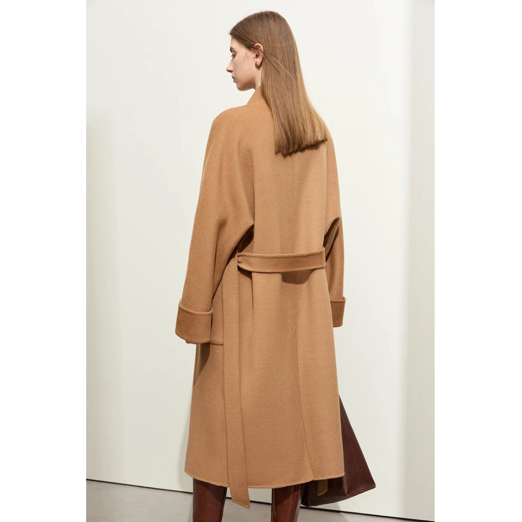 Minimalist Women's Woolen Coat with Belt