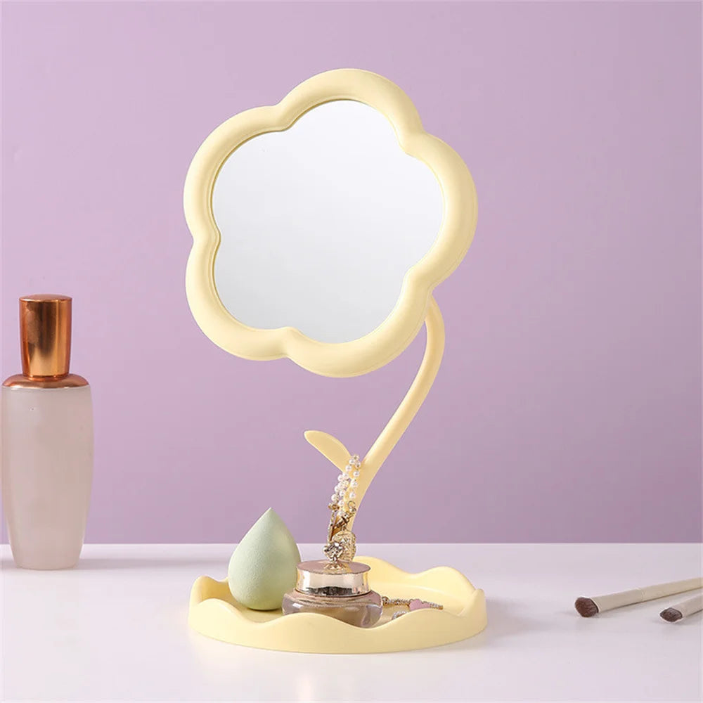 Sunflower Shaped Makeup Mirror with Jewelry Hooks