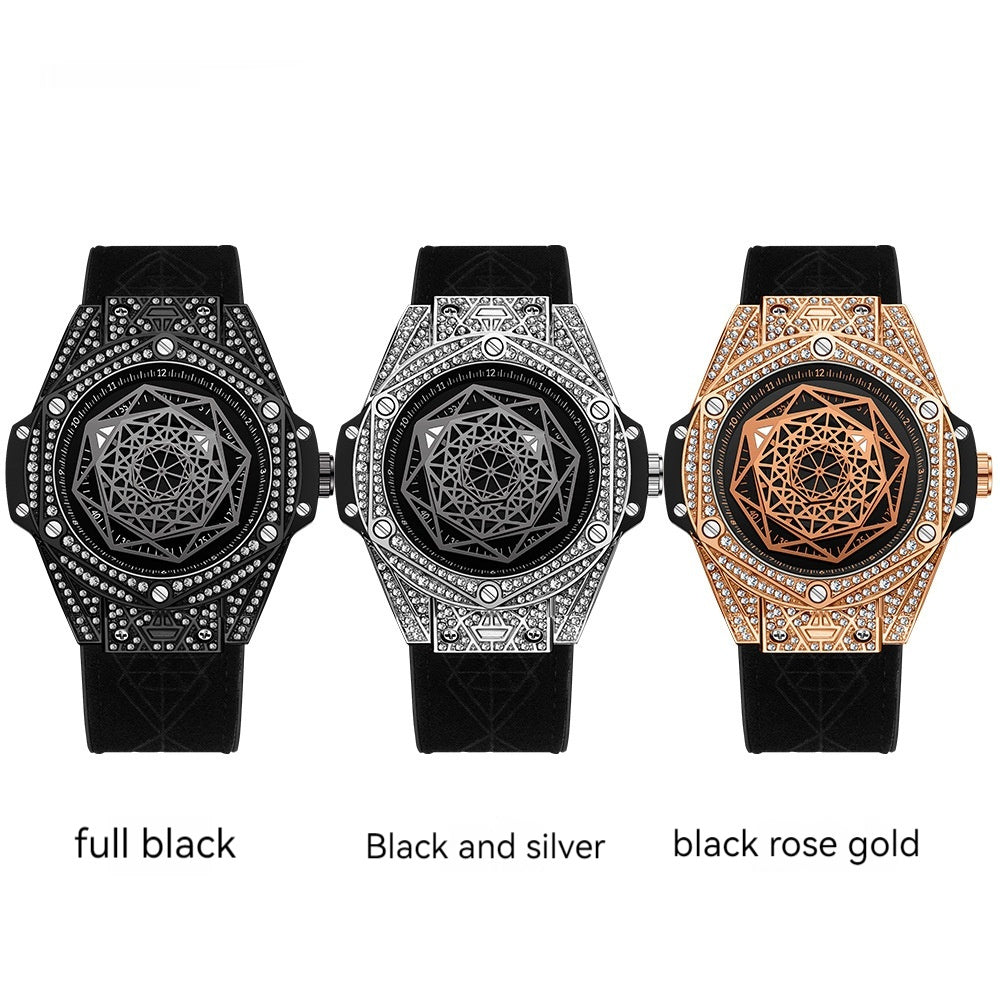 Men's Diamond Geometric Dial Luminous Waterproof Quartz Watch