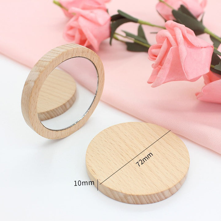 Pure Wooden Portable Mini Makeup Mirror