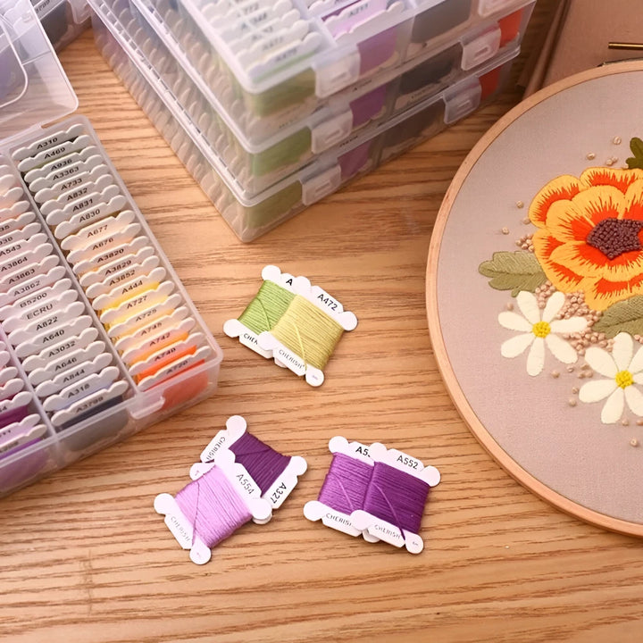 DIY Cotton Embroidery Thread Set with Organizer Box