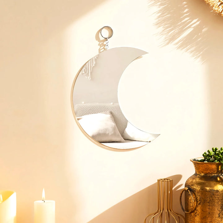 Gold Moon Mirror Acrylic Hanging Decorative Wall Mirror