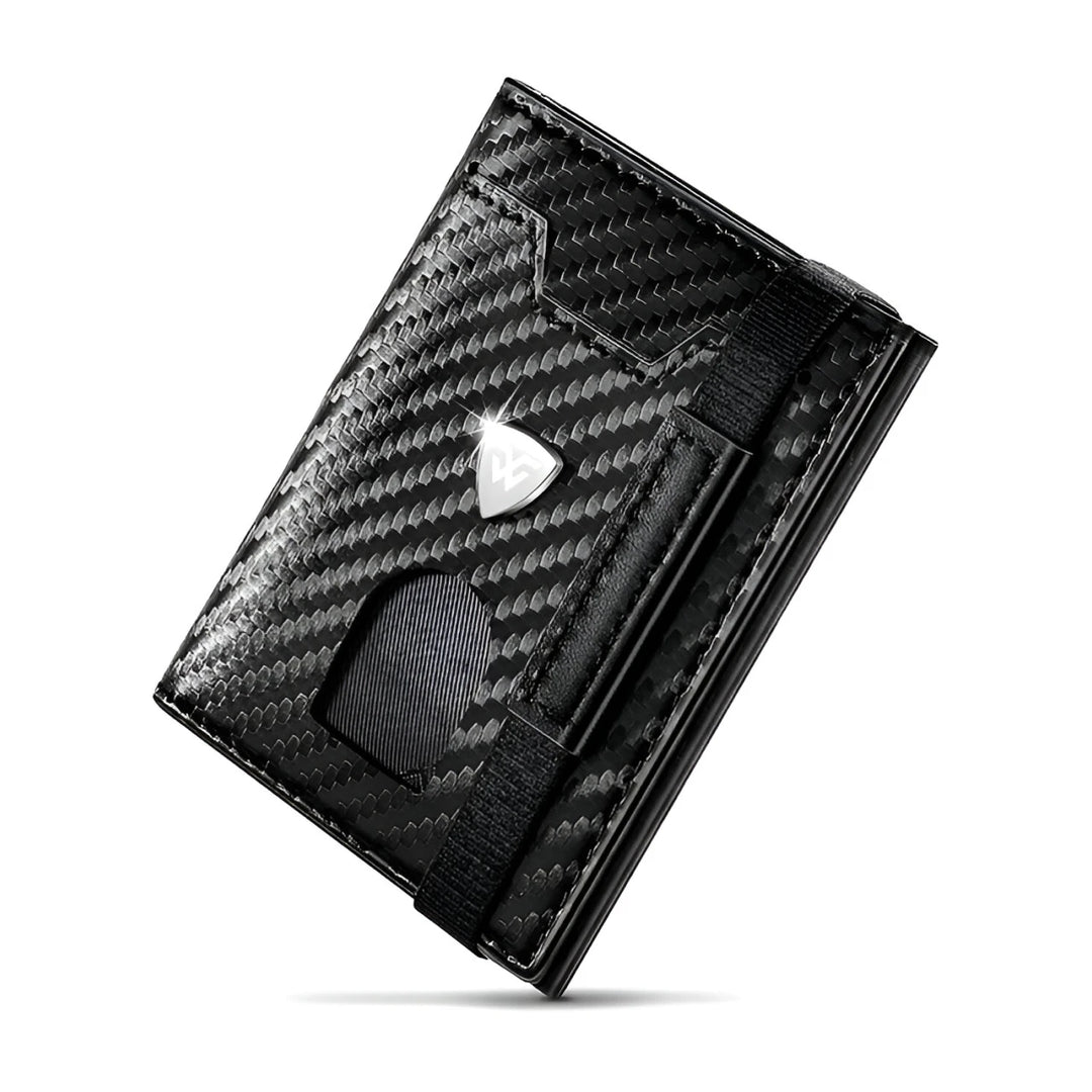 Slim Carbon Leather Wallet RFID Blocking Card Holder with Coin Compartment