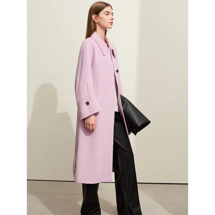 Luxurious Women's Long Woolen Coat with Belt