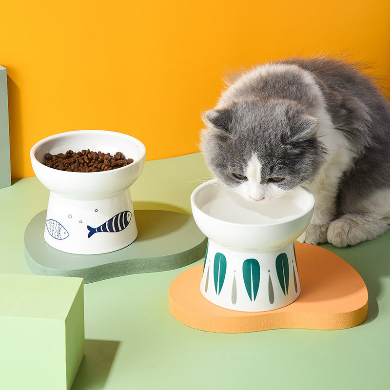 Japanese-Style Raised Ceramic Pet Bowl