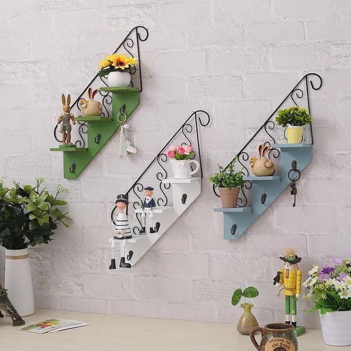 Scandinavian Wind Iron Hanging Hook Shelf with Flower Pot Holders