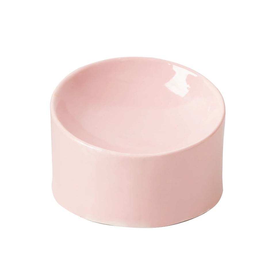 Ceramic Pet Bowl with Stand - Candy Color Dish for Small Dogs and Cats