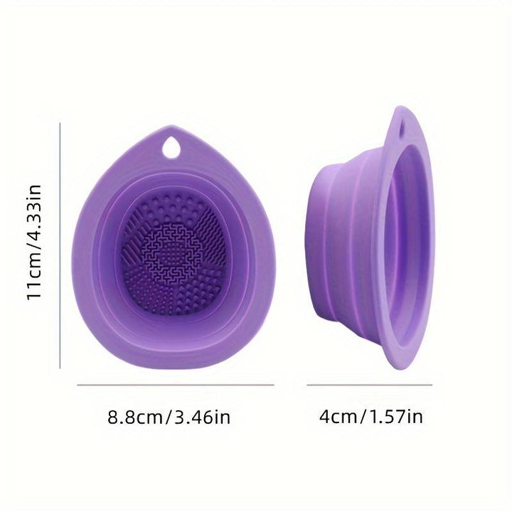 Silicone Makeup Brush Cleaner: Portable Folding Wash Bowl & Scrubber Mat