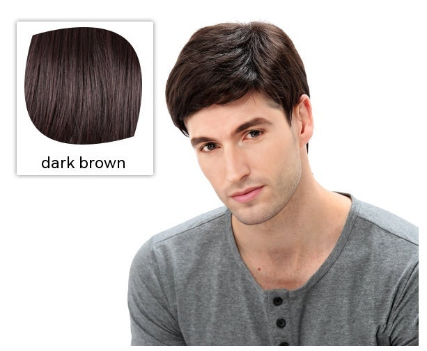 Wig Men's Side Bangs Short Straight Hair Chemical Fiber Full-head Wig