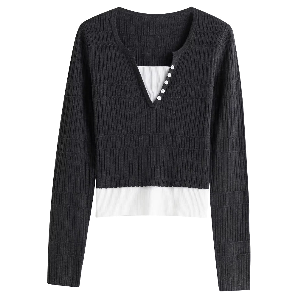 Versatile Slim Fit V-Neck Knitted Sweater