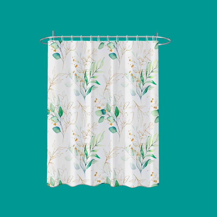 Leaf Pattern Waterproof Shower Curtain