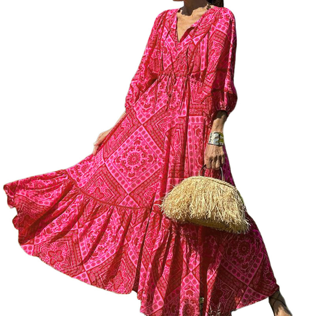 Fashion Printed Bohemian Holiday Mid-length Dress