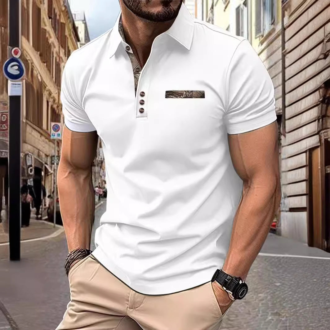 Men's Button Lapel Sports Short Sleeve