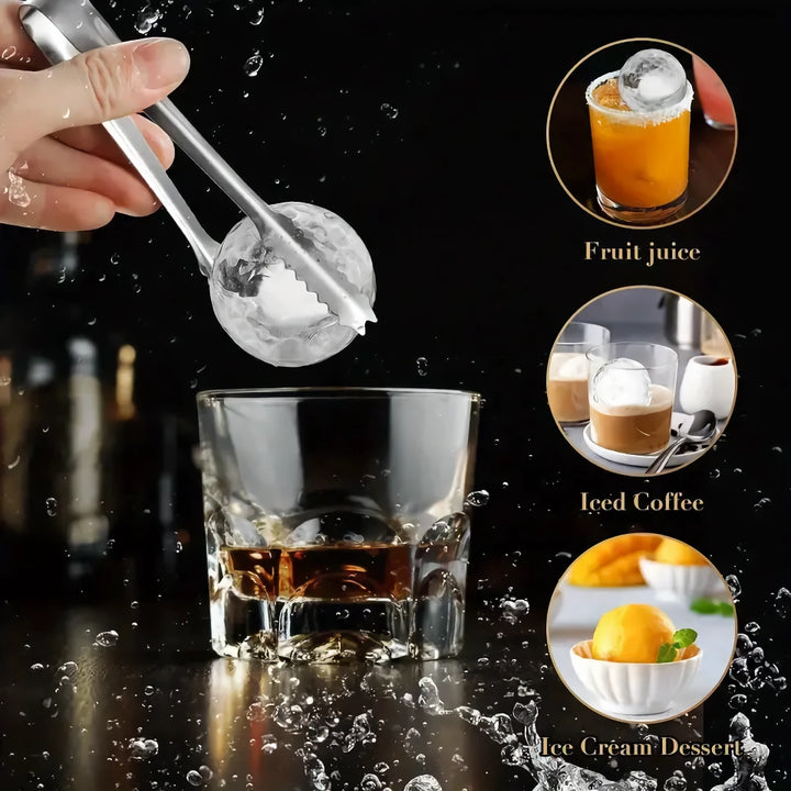 4 Hole Ice Cube Maker Round Ice Ball Mold for Whiskey & Cocktails