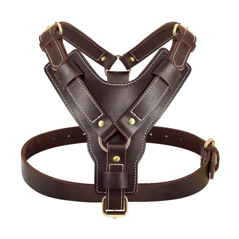 Genuine Leather Dog Harness for Large Dogs