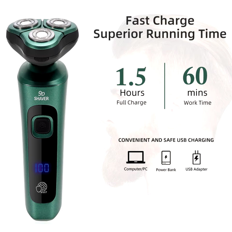 USB Rechargeable Electric Shaver with LCD Display