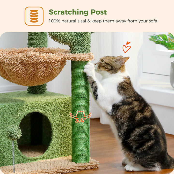 Multi-Level Indoor Cat Tree with Large Condo, Deep Hammock, and Scratching Posts