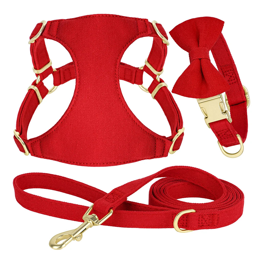 Bowtie Dog Collar Harness Leash Set