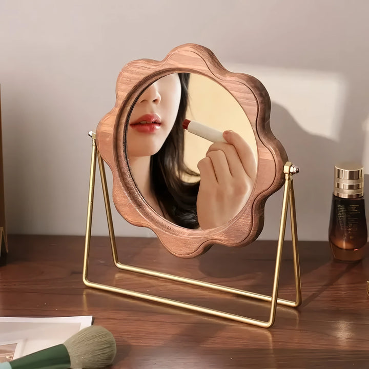 Elegant Rotatable Desktop Makeup Mirror – Neoclassical Design