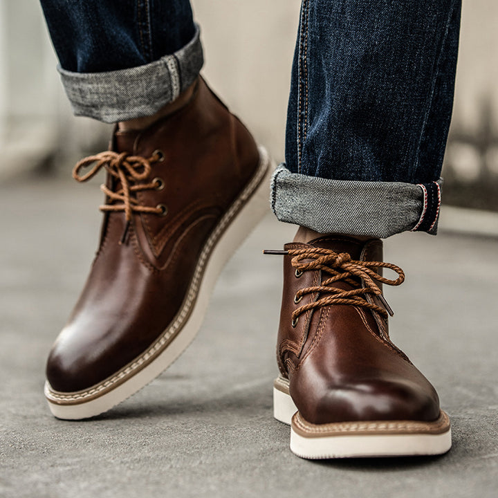 Vintage Leather Ankle Boots for Men