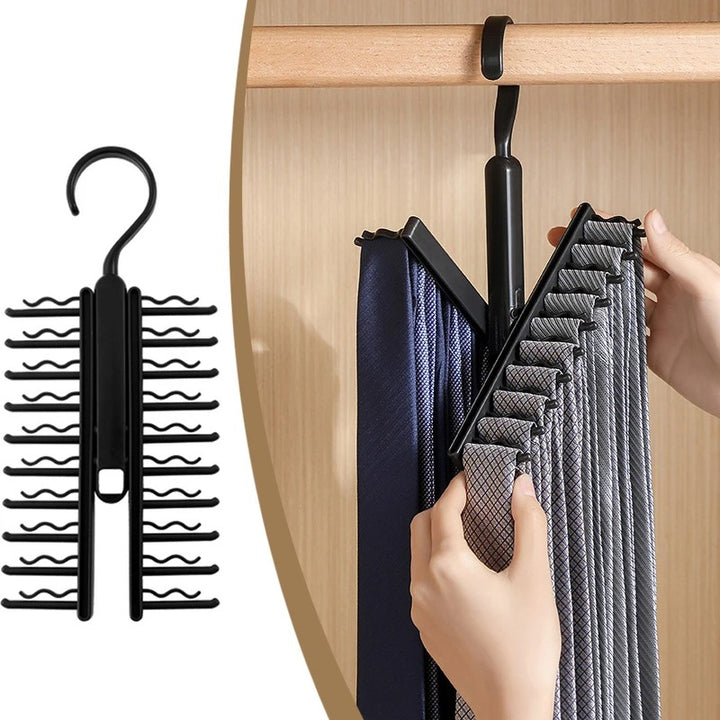 Rotatable Tie and Belt Hanger with 20 Clips