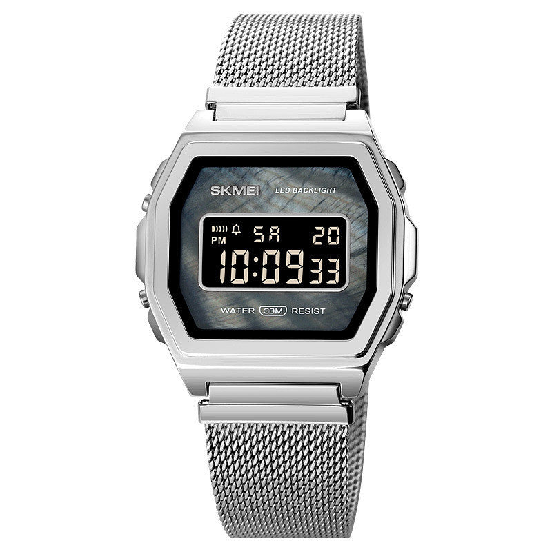 Fashion Cool Multi-function Trend Personality Student Waterproof Stainless Steel Electronic Watch