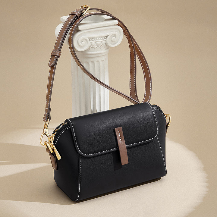 Classic Versatile Small Square Leather Crossbody Bag for Women