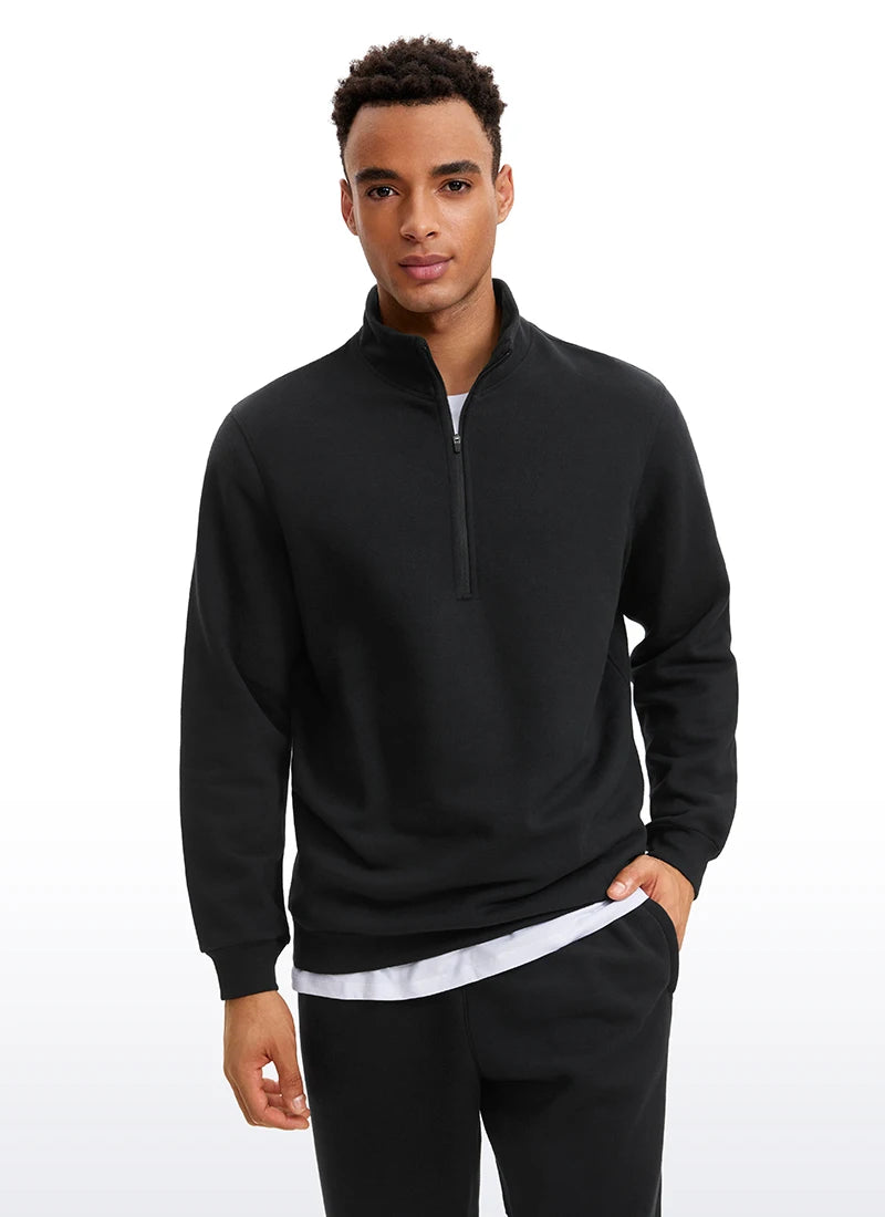 Men's Fleece-Lined Mock Neck Half Zip Sweatshirt