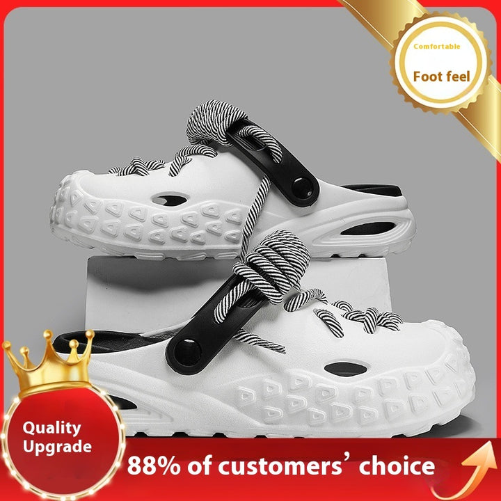 Hole Shoes Men's Summer Outdoor Closed Toe Poop Feeling Couple Half Slippers Beach Sandals