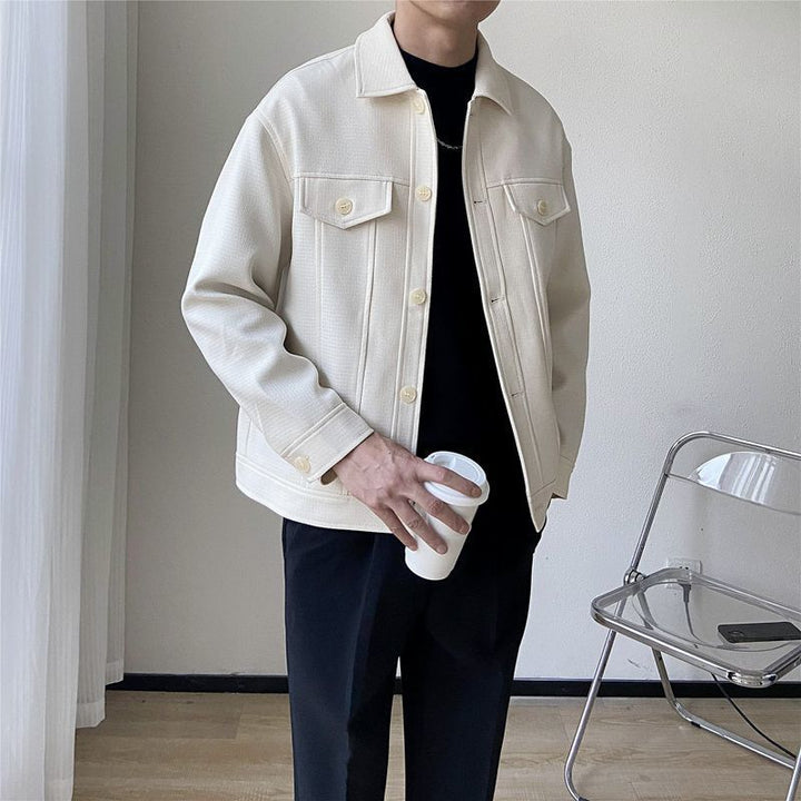 Short Lapels Jacket Men's Single-breasted Simple Coat