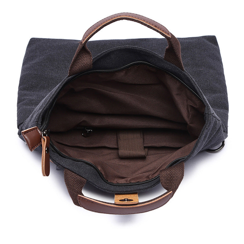 New Men's Casual Fashion Anti-theft Canvas Solid Color Single-shoulder Bag