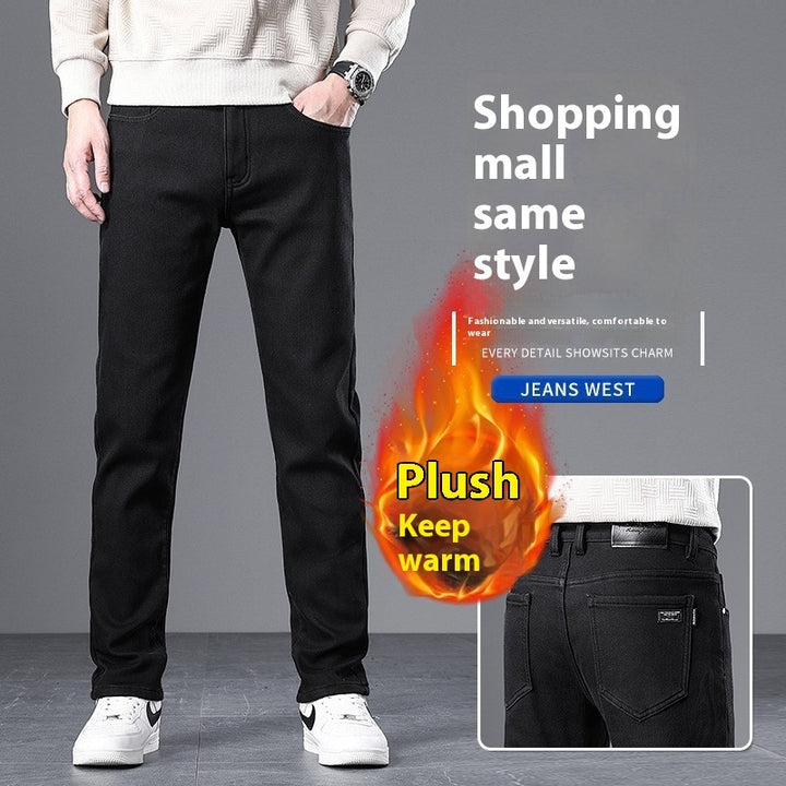 Men's Loose Straight Business Pants Winter Thick Style Trousers