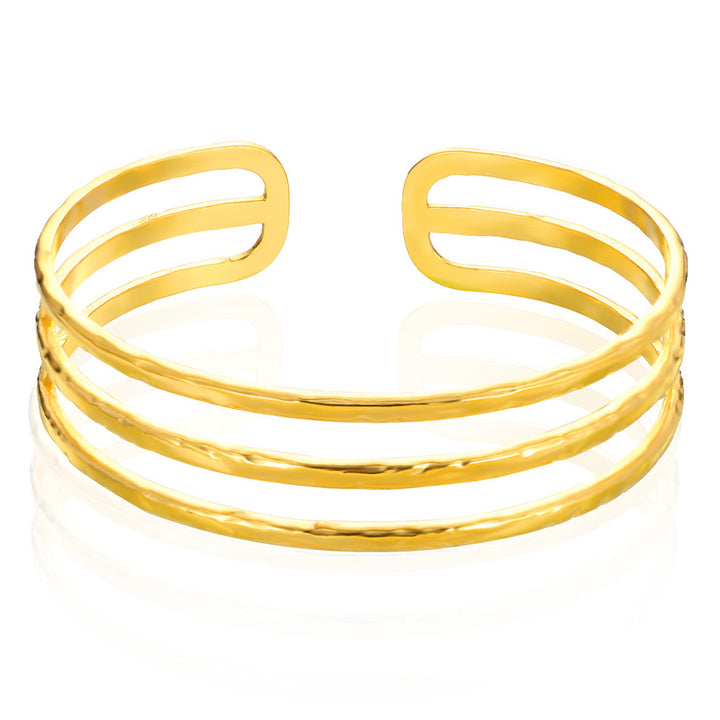 Elegant Multi-Layer Gold Stainless Steel Bangle Bracelet