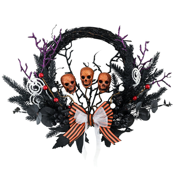 Halloween Terrifying Yellow Simulated Skull Wreath