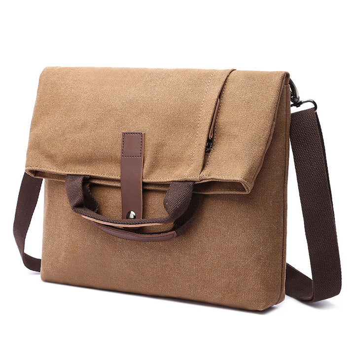 New Men's Casual Fashion Anti-theft Canvas Solid Color Single-shoulder Bag