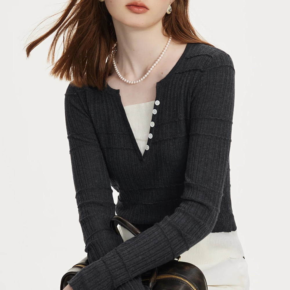 Versatile Slim Fit V-Neck Knitted Sweater